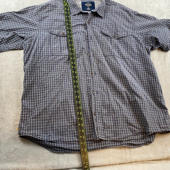Redhead Mens Shirt 2XL Short Sleeve Plaid Button-Down Blue & White Cotton Casual - Picture 3 of 8